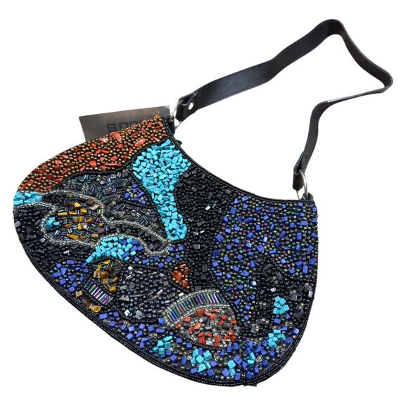 Chico's Gaya Women's Multicolor Beaded Gemstone Designer Shoulder Bag - One Size - Picture 3 of 12